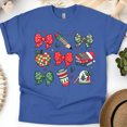 thumbnail image 1 of Winter School Theme Shirt – Cute Bows, Apple, Books & Coffee Mug Design, Royal, Size L, 1 of 6
