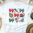 thumbnail image 1 of Winter School Theme Shirt – Cute Bows, Apple, Books & Coffee Mug Design, White, Size S, 1 of 6