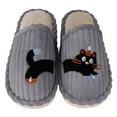 thumbnail image 1 of Winter Scuff Slippers for Women Men Funny Matching Cat Embroidery Corduroy Home Shoes Memory Foam Slip on Slides Grey 8, 1 of 4