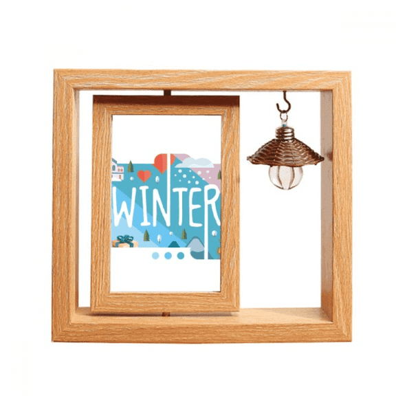 Winter Season Illustration Wooden Rotating Picture Photo Frame 4x6
