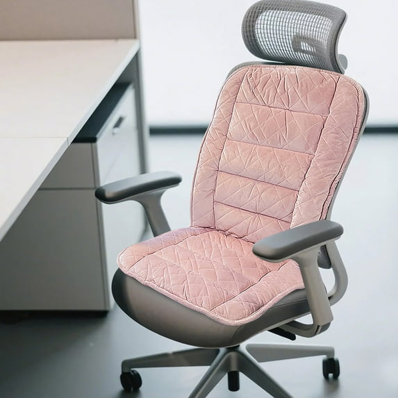 Winter Seat Cushion with Lumbar Support, Thermal Insulated Chair Pad for Office Car Home, Warm Plush Fleece Cushion for Long Sitting, Cold Weather Comfort, Desk Chair Pad, Non-Slip Bottom