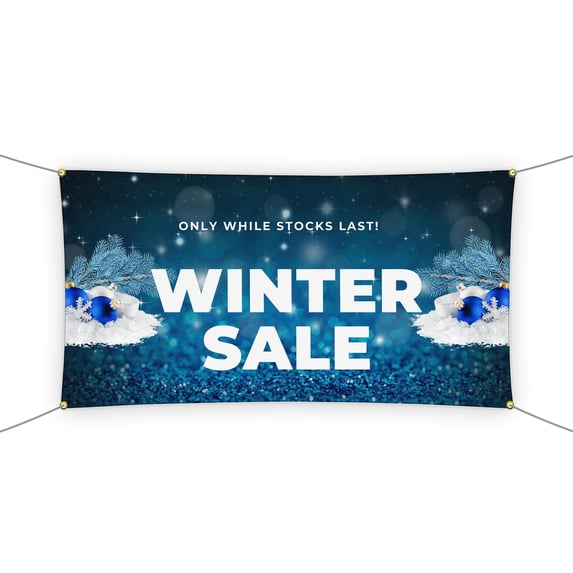 Winter Sele Large Banners and Signs for Outdoor by DreamController|Polyester Banner with 4 Holes for Easy Hang Indoor & Outdoor|4x2 Feet Banner to Promote Business Seles|HD Banner Made in USA