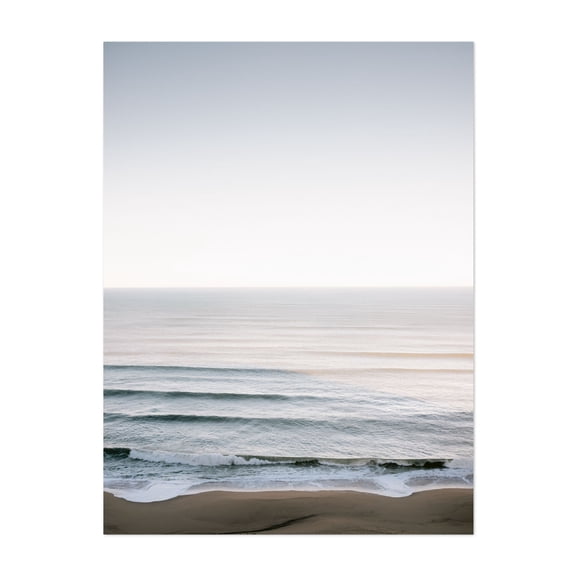 Winter Serenity: Ocean Waves in Portugal - Photography Ocean Waves Beach Seascape Minimalist Coast Calm Unframed Wall Art Print 12 x 16 inches