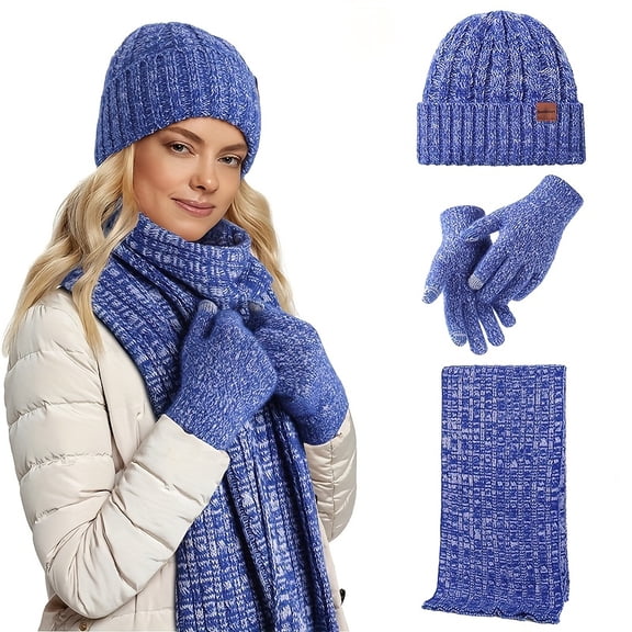 A Winter Set Consisting of a Thermal Hat Without a Brim, a Scarf, And Gloves Is Essential for Chilly Weather, Making It an Ideal Headwear Option for Autumn And Winter, Perfect for Christmas Gifting.
