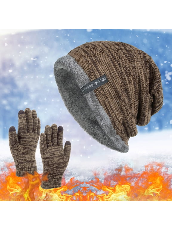 Winter Set for Couples Matching Beanie and Gloves Weekend Outings Ski Resorts Hat Gloves