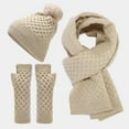 thumbnail image 1 of Unisex Winter Gift Warm Thick Knit Beanie Hat Scarf Gloves Set Winter Set for Easy Clean Knit Hat Scarf Gloves Walking Favorite Scarf a Hat Gloves, 1 of 5