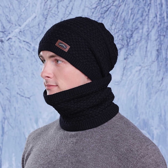 Unisex Winter Dual Purpose Knit Hat Scarf Set Earflap Windproof Beanie Winter Set for Parents Soft Knit Hat Scarf Quick to Wear with in Arms Hat Scarf