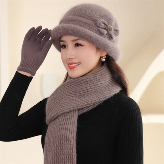 Winter Set for Students Stylish Beanie Scarf Gloves Campus Daily Scarf a Hat Gloves