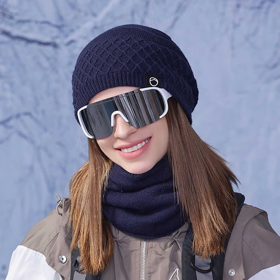 Winter Set with Contrast Cuffs on Beanie Matching Scarf Modern Look for Trendsetters Hat Scarf