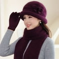 thumbnail image 1 of Winter Set with Earflap Beanie Knit Scarf Gloves Ear Coverfor Windy Days Scarf a Hat Gloves, 1 of 5