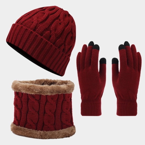 Winter Set with Matching Pattern Knit Beanie Scarf Gloves Coordinated Style Effortlessly Scarf a Hat Gloves
