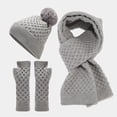 thumbnail image 1 of Winter Set with Pocket Scarf Knit Beanie Gloves Convenient for SmItems Scarf a Hat Gloves, 1 of 5