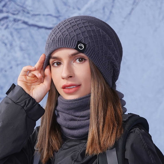 Winter Set with Roll Up Beanie Scarf Wrap 2 in 1 Hat Function Versatility Hat Scarf