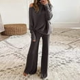 thumbnail image 1 of Winter Sets for Women Winter 2 Piece Set for Women 2 Piece Sets for Women Fall Womens 2 Piece Outfits One Shoulder Knit Sweater Pullovers Wide Leg Pants Sets Sweatsuit Tracksuit, Dark Gray-L, 1 of 5