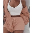 thumbnail image 1 of Winter Sexy Women Home Wear Suit Casual Pajamas Set Lady Female Soft Warm Long Sleeve Exposed Navel Vest Shorts Set, 1 of 10