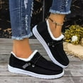 thumbnail image 1 of Winter Shoes Women Fleece Lined Low-Top Slip Ons Comfortable Flats Fur Lace Up Loafers Casual Canvas Sneakers, 1 of 6