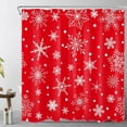 thumbnail image 1 of Winter Shower Curtain for Bathroom, Christmas Snowflake Pattern on Red Fabric Shower Curtain with Hooks, New Year Winter Holiday Bathroom Curtain Shower Set, 72" W x 72" L, 1 of 5