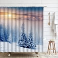thumbnail image 1 of Winter Shower Curtain Natural Scenery Mountain Peak Snowy Pine Trees Cloth Fabric Bathroom, 1 of 5