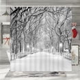 thumbnail image 1 of Winter Shower Curtain New York Central Park in Winter, Winter Street View Bathroom Accessories, Snowy Trees Christmas Bathroom Curtain Grey White Black Xmas Shower Curtain 72X72IN, 1 of 6