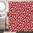 thumbnail image 1 of Winter Shower Curtain Red Christmas Tree Winter Snow Forest Bathroom Decor Pine Tree Bath Curtain Winter Nature Scene Xmas Holiday Hooks Included 72X72IN, 1 of 6