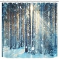 thumbnail image 1 of Winter Shower Curtain Set Jungle Forest Wood Tree in Snow Bathroom Curtain with Hooks 72x72 inch Waterproof Polyester Fabric Bathtub Curtain, 1 of 1