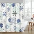 thumbnail image 1 of Winter Shower Curtains for Bathroom Blue Snowflake Shower Curtain Christmas Bathroom Decor Winter Holiday Washable Durable Fabric Bathroom Curtains 72x72 Inch, 1 of 6