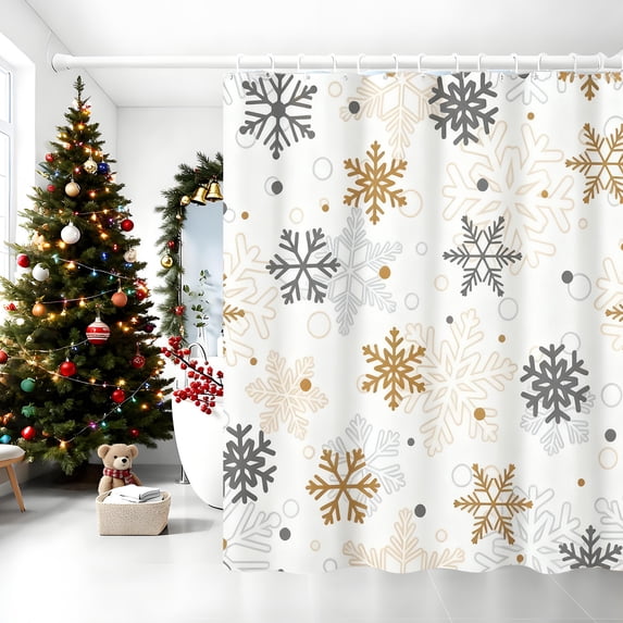 Winter Shower Curtains for Bathroom Snowflake Shower Curtain Christmas Bathroom Decor Winter Holiday Washable Durable Fabric Bathroom Curtains 71x35.4 Inch