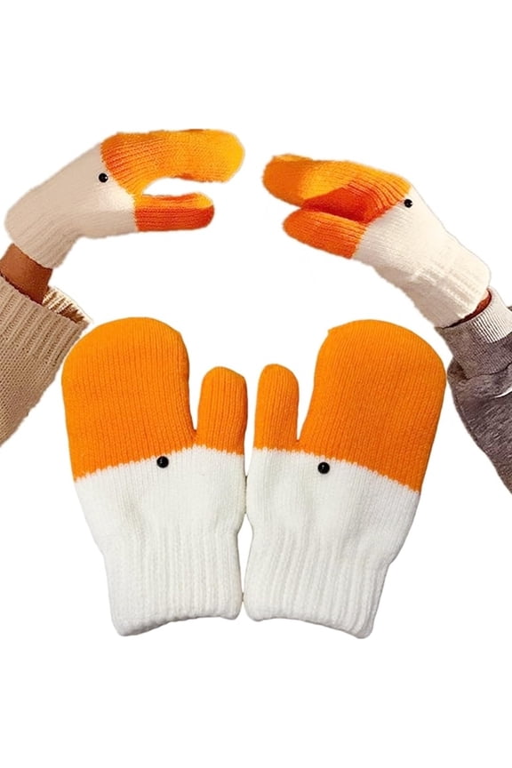 Winter Silly Goose Gloves, Cute Thermal Mittens for Women, Funny Novelty Animal Gift for Her