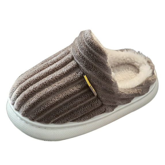 Winter Simple Fashionable Versatile Girls And Boys Toddler Cotton Slippers Little Kid Big Kid Vertical Texture Warm And Non Home Plush Cotton Shoes Toddler House Slippers Girls Slippers for Kids
