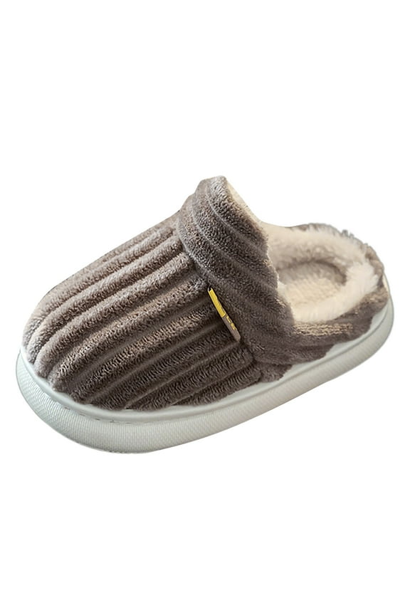 Winter Simpleable Versatile Bright Feet Lighted Slippers fors Girls and Boys Toddler Cotton Slippers Little Kid Big Kid Vertical Texture Warm and Non Home Plush Cotton Shoes 13