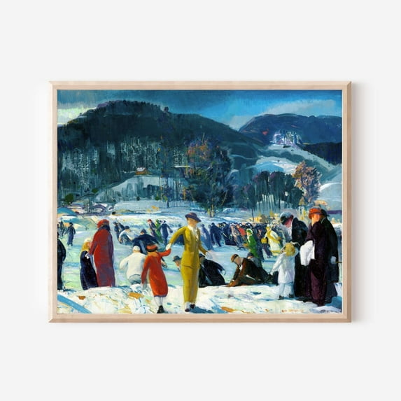 Winter Skating Scene Print Poster Vintage Impressionist Snow Landscape, Size 24x36 UNFFRAMED F03.1.7l1136