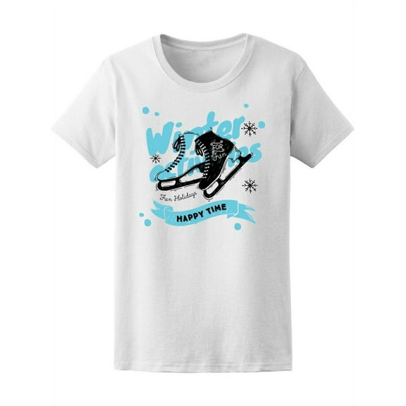 Winter Sketched Skates T-Shirt Women -Image by Shutterstock, Female Large