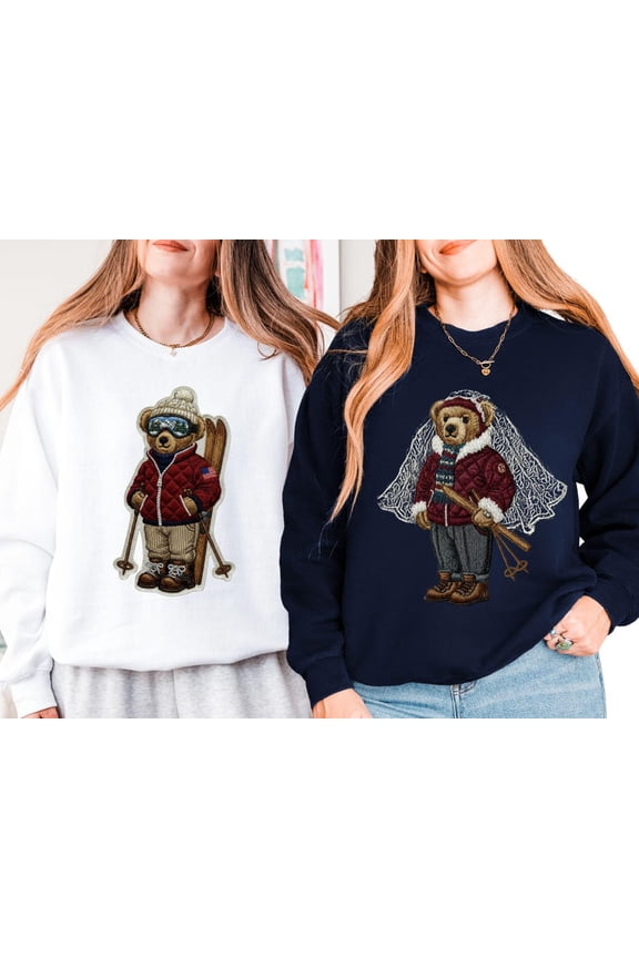 Winter Ski Bear Bachelorette Party Sweatshirt, Apres Bride Club Bachelorette Crewneck, Snow In Love Pullover,Aspen Snow Bach,Ski Bridal Gift