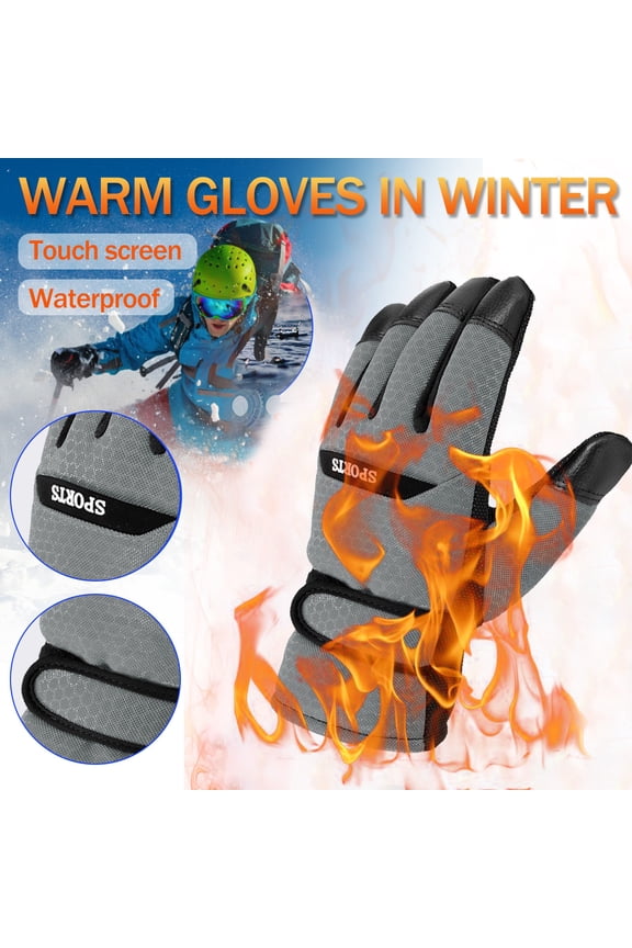 Winter Ski Gloves for Men and Women, Warm and Frostproof Thermal Gloves for Skiing, Snowboarding, Cold Weather Outdoor Activities, and Winter Sports Protection-Gray
