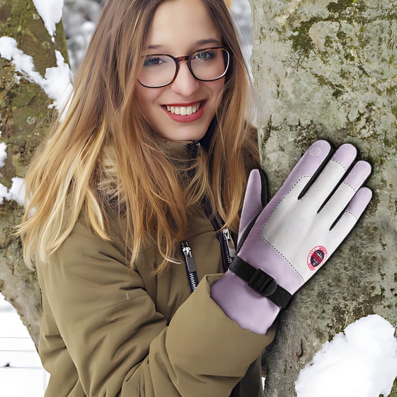 Winter Ski Gloves Multicolor for Men and Women,Thermal Insulated Touchscreen Friendly Gloves with Thick Fleece Lining,Ideal for Skiing Cycling Hiking and Outdoor Sports in Cold Weather-B