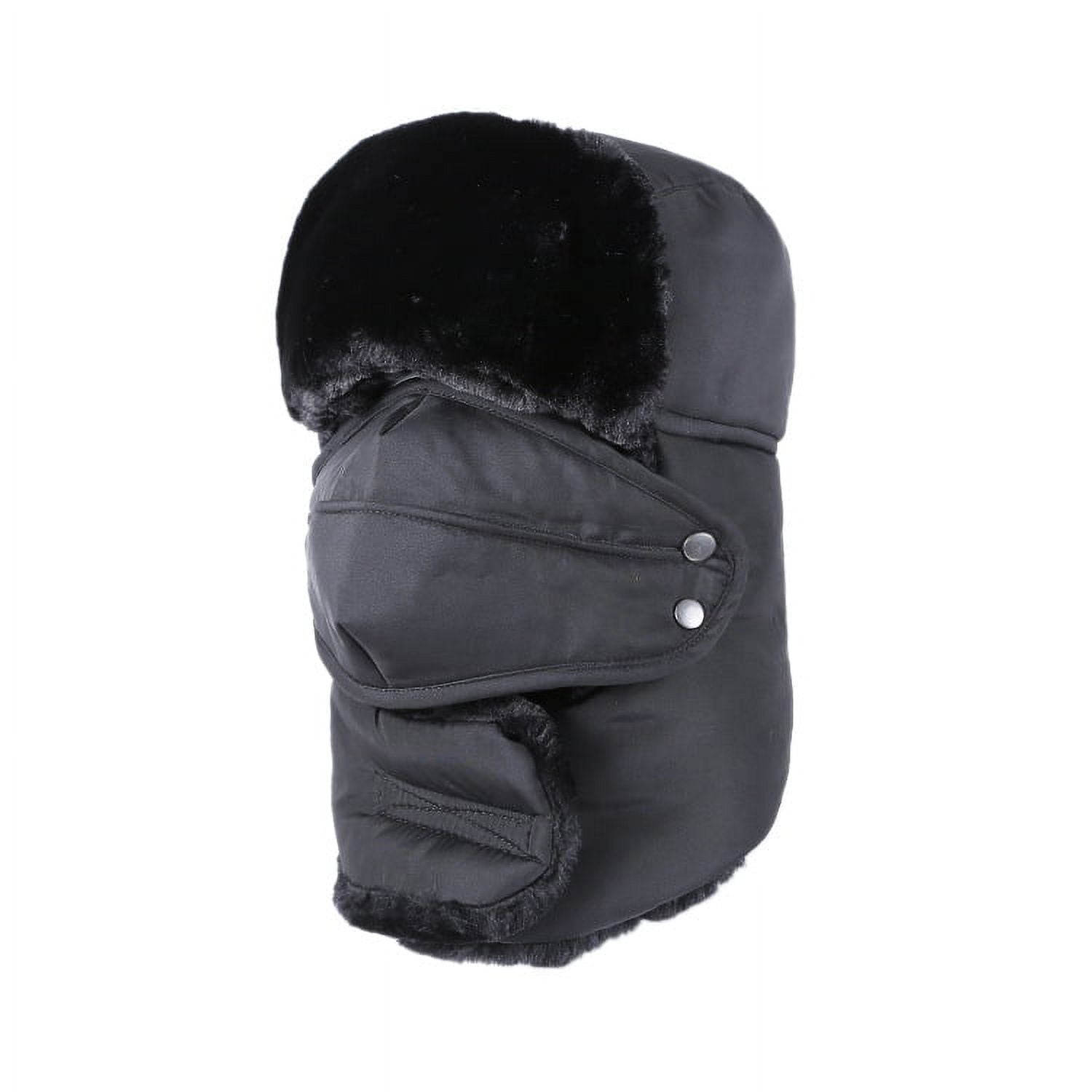 Winter Ski Hat with Winter Ear Flap and Ski Windproof Mask Black