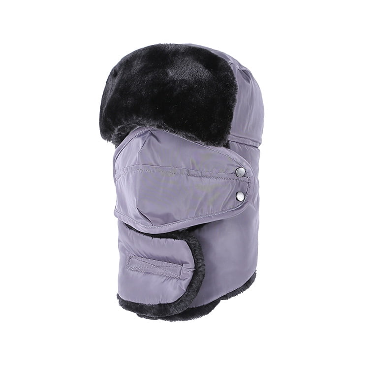 Winter Ski Hat with Winter Ear Flap and Ski Windproof Mask Light Grey