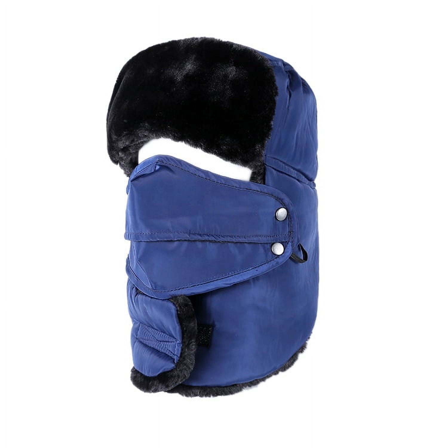 Winter Ski Hat with Winter Ear Flap and Ski Windproof Mask Navy blue