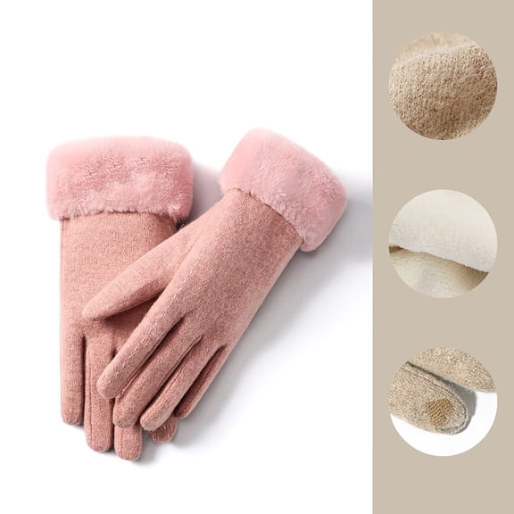 Winter Ski Inner Glove Lined With Men's And Women's Outdoor Cycling Plus Windproof And Cold Warm Flip Finger Screen Gloves Gloves Mittens Combo with Pocket Mittens for Women Cold Weather Insulated