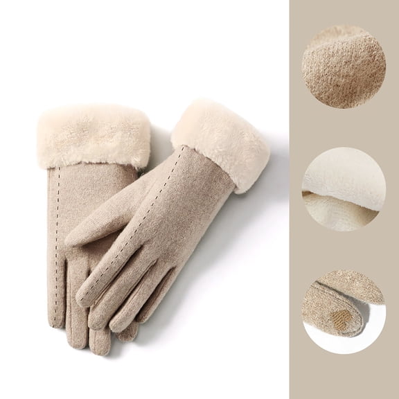 Winter Ski Inner Glove Lined With Men's And Women's Outdoor Cycling Plus Windproof And Cold Warm Flip Finger Screen Gloves Gloves Mittens Combo with Pocket Mittens for Women Cold Weather Insulated