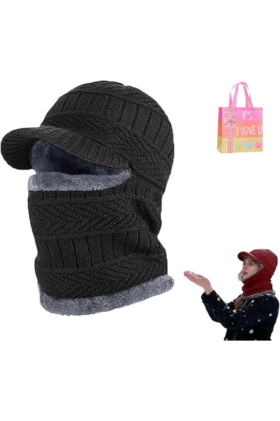 Winter Ski Mask Beanie, Full Coverage Fleece Hat with Built-in Mask & Earflaps for Skiing, Snowboarding(XX)