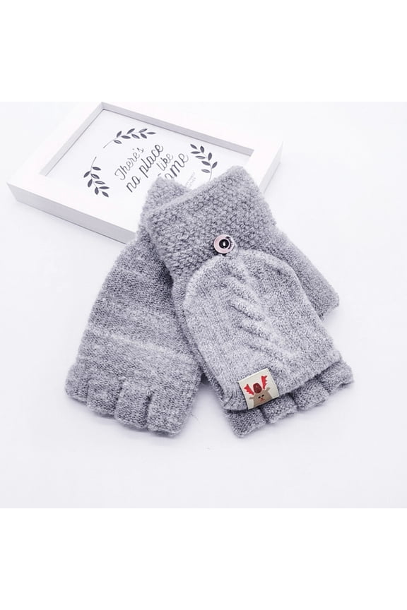 Winter Ski for Men & Women, Children Kids Winter Warm Knitted Convertible Flip Top Fingerless Mittens Gloves for Cycling, Skiing, Shoveling Outdoor Sports