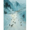 thumbnail image 1 of Winter Ski Mountain Canvas Wall Art, Abstract Forest Sports Print, Modern Textured Home Wall Decor, 1 of 8