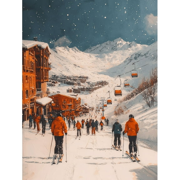 Winter Ski Resort Canvas Print/Wall ArtSuitable for Living RoomBedroomOfficeHotelSki Lodge Decoration.