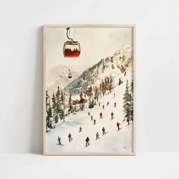 Winter Ski Slopes Decor | Retro Skiing Poster, Size 24''x36''-Gategoo