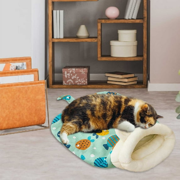 Winter Sleeping Bag for Indoor Cats, Cozy Soft Cat Bed, 360° Warm Semienclosed Soft Plush Large Cat Sack Pet Bed, Pet Snuggle Sack for Cats 2.5-7.5kg