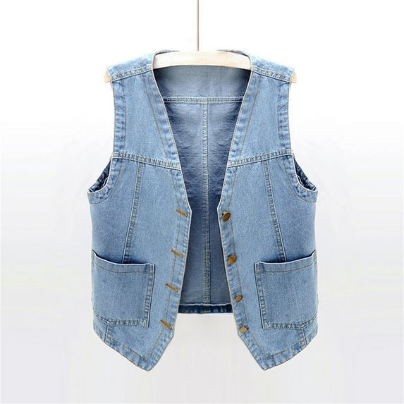 Winter Sleeveless Loose Fit Denim Jacket for Unisex Girls And Boys Autumn Cowboy Vest Coat Shoulder Outside The Students Wear