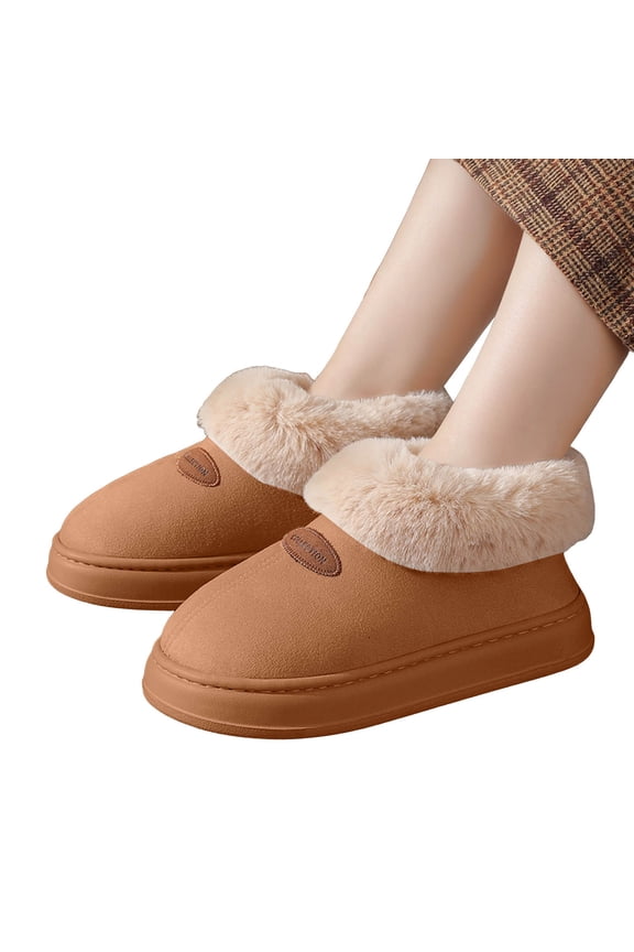 Winter Slipper Boots for Women Memory Foam Comfy Soft Sole Suede Plush Platform House Shoes Slip on Indoor Home Casual Walking Shoes Coffee Size 6.5