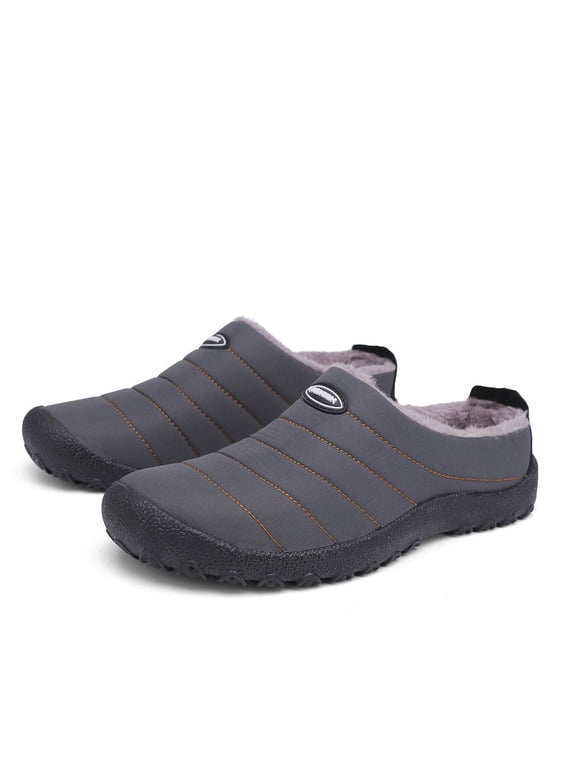 Winter Slippers for Men Women Warm Slip on House Slippers with Plush Lining Indoor Outdoor Anti-Skid Shoes