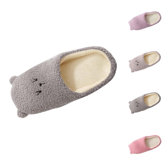 Winter Slippers for Women 2025 Cute Bear Fleece Lined Warm Cozy Slip On Slippers Indoor Non Slip House Shoes